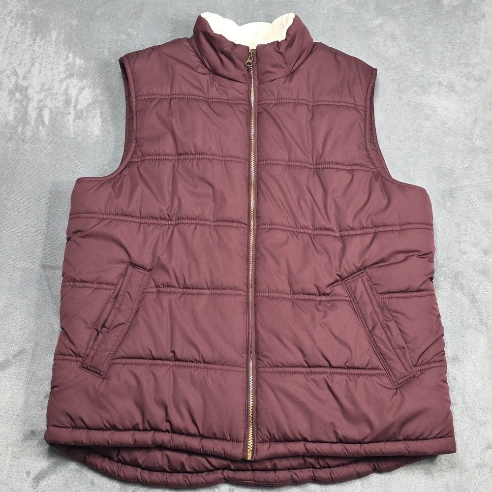 American‎ Threads Maroon Sherpa Lined Vest Men's Size L